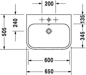 Duravit Möbelwaschtisch HAPPY D.2 m ÜL HLB 650x505mm geschli o HL weiß WG