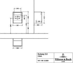 V&B Waschtischunterschrank SUBWAY 3.0 351x429x309mm f SWT A re Gri Vo bl Br w