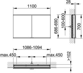 Keuco Spiegelschrank ROYAL MODULAR 2.0 Breite 1100mm Höhe 700mm Tiefe 120mm