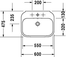 Duravit Waschtisch HAPPY D.2 m ÜL HLB 600x475mm 1 Hahnloch weiß WG