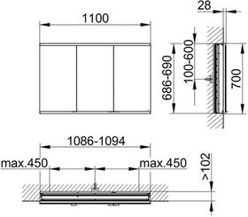 Keuco Spiegelschrank ROYAL MODULAR 2.0 Breite 1100mm Höhe 700mm Tiefe 120mm