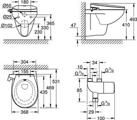 Grohe Dusch-WC-Aufsatz BAU KERAMIK 3-in-1 WC-Sitz m Deckel awe