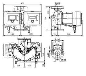 Wilo Hocheffizienzpumpe Stratos MAXO-D 32/0,5-12, DN 32, 220mm, PN 10