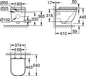 GROHE Wand-Tiefspül-WC-Set Euro Keramik spülrandl awe - VPE: 6