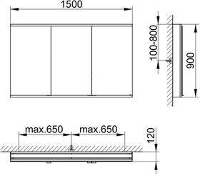 Keuco Spiegelschrank ROYAL MODULAR 2.0 Breite 1500mm Höhe 900mm Tiefe 120mm