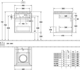 V&B Waschtischunterschrank LEGATO 450x550x500mm Glossy White