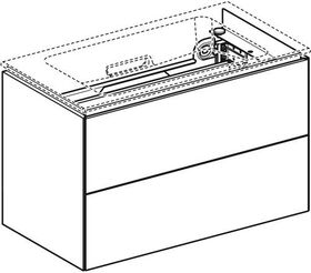 Geberit Waschtischunterschrank ONE 2 Schub 750x465x396mm we lack hgl