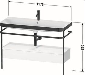 Duravit Waschtischset HAPPY D.2 PLUS 1175x490mm ein Hahnloch weiß supermatt