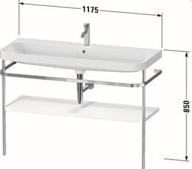 Duravit Waschtischset HAPPY D.2 PLUS 1175x490mm ohne Hahnloch weiß hochglanz