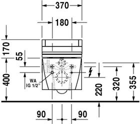 Duravit Wand-WC STARCK 2 tief, 375x620mm, SensoWash weiß WG