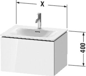 Duravit Waschtischunterbau L-CUBE 620x481mm 1 Ausz. we ma ES NB mitte