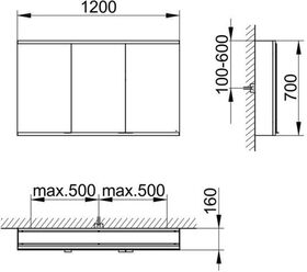 Keuco Spiegelschrank ROYAL MODULAR 2.0 Breite 1200mm Höhe 700mm Tiefe 160mm