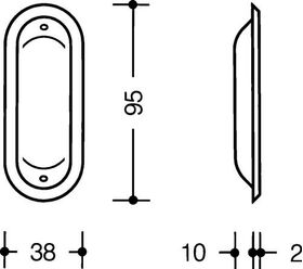 Einlassmuschel 542 PA ma 90 tiefschwarz L.95mm B.38mm HEWI