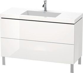 Duravit Waschtischset L-CUBE 1200x480mm 2 Au 1 HL we hgl ES Ah mitte