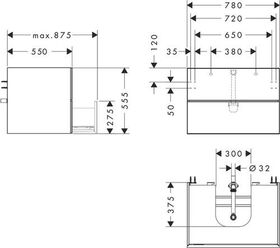 HG Waschtischunterschrank Xevolos E 780x555x550mm Ko Sandb. ma Fr Sandb. met