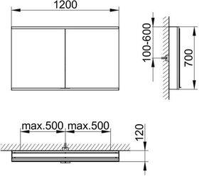 Keuco Spiegelschrank ROYAL MODULAR 2.0 Breite 1200mm Höhe 700mm Tiefe 120mm