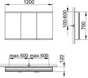 Keuco Spiegelschrank ROYAL MODULAR 2.0 Breite 1200mm Höhe 700mm Tiefe 120mm