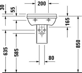 Duravit Handwaschbecken STARCK 3 m ÜL HLB 450x320mm 1 Hahnloch weiß WG