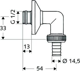 SCHELL Anschlussbogen 1/2Zoll chrom, mit Rosette, mit ASAG - VPE: 10