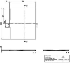 V&B Duschwanne WALLWAY R-eck fl. EB 1200x1000x30mm stone white