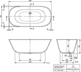 V&B Freistehwanne THEANO SOLO 1550x750mm, Colour on Demand stone white