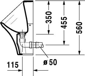 Duravit Urinal DURASTYLE DRY 300x340mm, wasserlos, ohne Fliege weiß