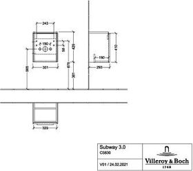 V&B Waschtischunterschrank SUBWAY 3.0 351x429x309mm f SWT A li G. Al g Br w