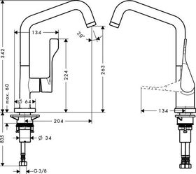 Einhebel-Spültischmischer 260 AXOR CITTE DN 15, mit Schwenkauslauf chrom