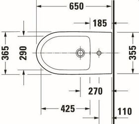 Stand-Bidet Duravit No.1 weiß, mit Überlauf, 1 Hahnloch 370x650mm