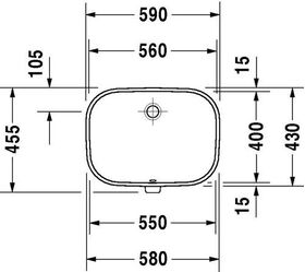 Duravit Einbauwaschtisch D-CODE m ÜL o HLB 560x400mm ohne Hahnloch weiß