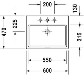 Duravit Aufsatzbecken VERO AIR o ÜL m HLB geschli 600x470mm o HL we WG