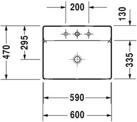 Duravit Aufsatzbecken DURASQUARE o ÜL m HLB 600x470mm 3 HL weiß WG