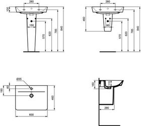 IDS Waschtisch CONNECT AIR Cube 600x460x160mm weiß