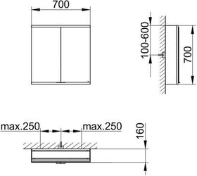 Keuco Spiegelschrank ROYAL MODULAR 2.0 Breite 700mm Höhe 700mm Tiefe 160mm