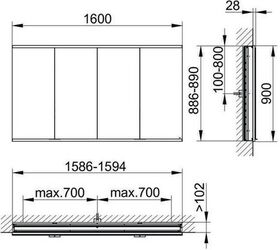 Keuco Spiegelschrank ROYAL MODULAR 2.0 Breite 1600mm Höhe 900mm Tiefe 120mm