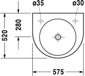 Duravit Waschtisch ARCHITEC o ÜL m HLB 575x520mm 1 HL links weiß