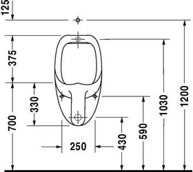 Duravit Urinal BEN 370x350mm m Fliege Zul von oben weiß WG