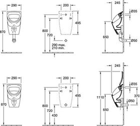 V&B Absaug-Urinal Compact O.NOVO 290x495x245mm f De mit Zielobjekt we