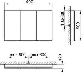 Keuco Spiegelschrank ROYAL MODULAR 2.0 Breite 1400mm Höhe 900mm Tiefe 120mm