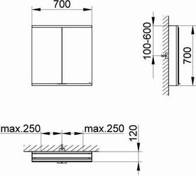 Keuco Spiegelschrank ROYAL MODULAR 2.0 Breite 700mm Höhe 700mm Tiefe 120mm