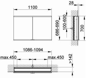 Keuco Spiegelschrank ROYAL MODULAR 2.0 Breite 1100mm Höhe 700mm Tiefe 160mm