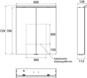 Emco LED-Lichtspiegelschr. FLAT 2 C AP 600x729mm 2-tü m LED-Aufsl. Aluminium