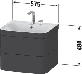 Duravit Waschtischset HAPPY D.2 PLUS 2 Schubk 575x490mm e HL weiß seidenmatt