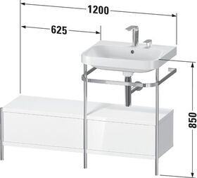 Duravit Waschtischset HAPPY D.2 PLUS 1200x490mm o HL nordic weiß seidenmatt