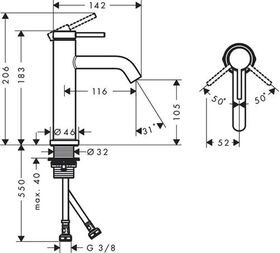 HG Einhebel-Waschtischmischer Tecturis S ComfortZone 110 o Ablaufgarnitur chrom