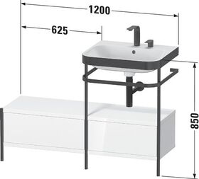 Duravit WTU HAPPY D.2 PLUS 1200x490mm m Metallkon e HL ta supermatt