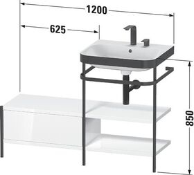 Duravit Waschtischset HAPPY D.2 PLUS 1200x490mm ein Hahnloch weiß hochglanz