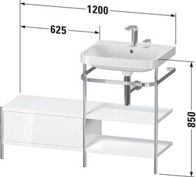 Duravit Waschtischset HAPPY D.2 PLUS 1200x490mm 2 Hahnlöcher weiß hochglanz