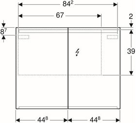 Geberit Spiegelschrank OPTION mit Beleuchtung, 2 Türen 900x700x150mm