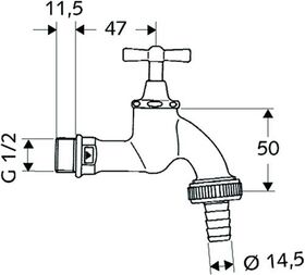 SCHELL Auslaufventil 1/2Zoll, mit Knebelgriff mattchrom